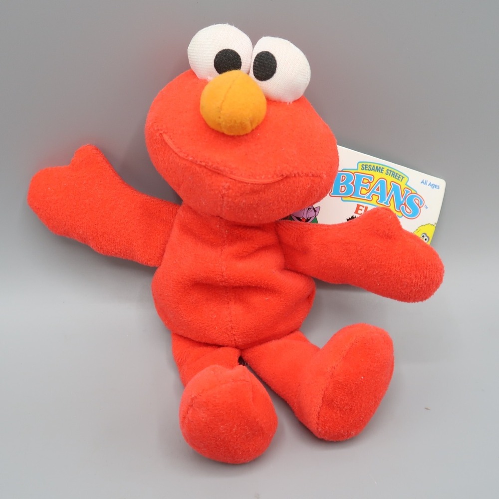 Vintage 1997 Sesame Street Beans Elmo 8" Tyco Plush Stuffed Animal Toy W/tag